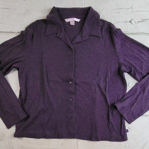Victoria's Secret Purple Button Down Pajama Top Womens Soft Cotton Size L EUC